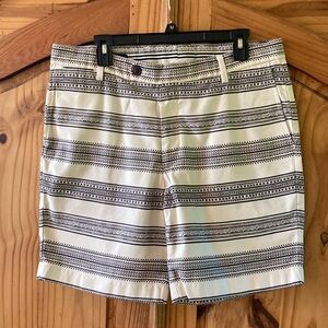 Men's Lands End white gray Diamond striped flat front shorts size 36